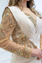 Elegant Long Glitter Beading Mermaid Prom Dresses With Long Sleeves by misshow.com
