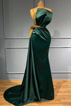 Elegant Long Mermaid Halter Satin Prom Dress by BIZTUNNEL