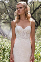 Elegant Long Mermaid Spaghetti Strap Lace Backless Wedding Dress by BIZTUNNEL