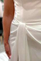 Elegant Long Mermaid Sweetheart Backless Satin Wedding Dress with Split by BIZTUNNEL