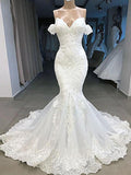 Elegant Long Mermaid Sweetheart Lace Wedding Dresses with Sleeves by BIZTUNNEL