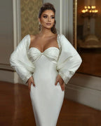Elegant Long Mermaid Sweetheart Long Sleeves Beading Wedding Dress With Train by misshow.com