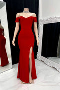 Elegant Long Mermaid Sweetheart Off-The-Shoulder Split Front Prom Dress by misshow.com