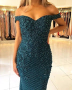 Elegant Long Mermaid Sweetheart Off-the-shoulder Tulle Prom Dress by BIZTUNNEL