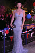 Elegant Long Mermaid Sweetheart Spaghetti Straps Tulle Beads Formal Prom Dresses by BIZTUNNEL