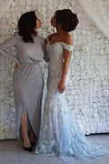 Elegant Long Off-the-shoulder Lace Mermaid Prom Dresses with Glitter by misshow.com