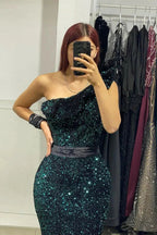 Elegant Long One Shoulder Mermaid Prom Dress With Beading by misshow.com