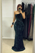 Elegant Long One Shoulder Mermaid Prom Dress With Beading by misshow.com