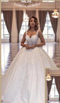 Elegant Long Princess A-line Sleeveless Wedding Dresses With Lace by misshow.com