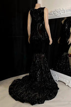 Elegant Long Red Mermaid Sleeveless Prom Dress With Lace by misshow.com