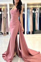 Elegant Long Simple Sleeveless Dusty Pink Evening Dresses With Slit by misshow.com