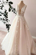 Elegant Long Sweetheart A-Line Tulle Appliques Lace Wedding Dress by BIZTUNNEL