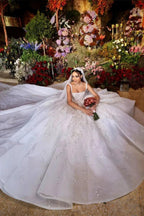 Elegant Long White A-line Appliques Lace Straps Weeding Dress by misshow.com