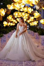Elegant Long White A-line Appliques Lace Straps Weeding Dress by misshow.com