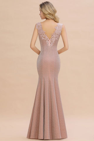 Elegant Mermaid Evening Party Dress Sleeveless V-neck Silk Slim Prom Gown