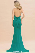 Elegant Mermaid Halter Evening Dress Simple Sleeveless Floor Length Party Gown by misshow.com
