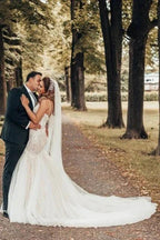 Elegant Mermaid Spaghetti Straps Backless Wedding Dresses With Lace by misshow.com
