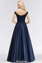 Elegant Off-the-Shoulder Ruffles Beads Prom Dresses | A-Line Sleeveless Evening Dresses by misshow.com