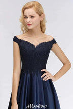 Elegant Off-the-Shoulder Ruffles Beads Prom Dresses | A-Line Sleeveless Evening Dresses by misshow.com