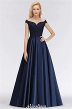 Elegant Off-the-Shoulder Ruffles Beads Prom Dresses | A-Line Sleeveless Evening Dresses by misshow.com