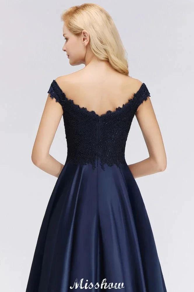 Elegant Off-the-Shoulder Ruffles Beads Prom Dresses | A-Line Sleeveless Evening Dresses by misshow.com