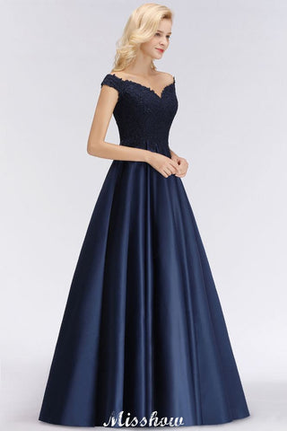 Elegant Off-the-Shoulder Ruffles Beads Prom Dresses | A-Line Sleeveless Evening Dresses