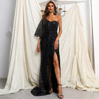 Elegant One Shoulder Sequins Split Mermaid Prom Dress by misshow.com