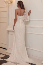 Elegant One Shoulder Sequins Split Mermaid Prom Dress by misshow.com