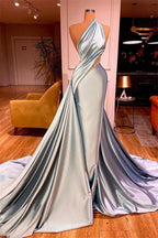 Elegant One Shoulder Sleeveless Prom Dress With Ruffles by misshow.com
