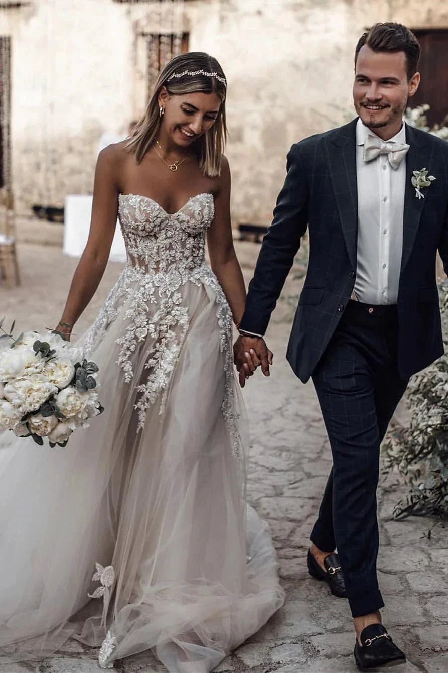 Elegant Princess A-Line Wedding Dresses with Lace by misshow.com