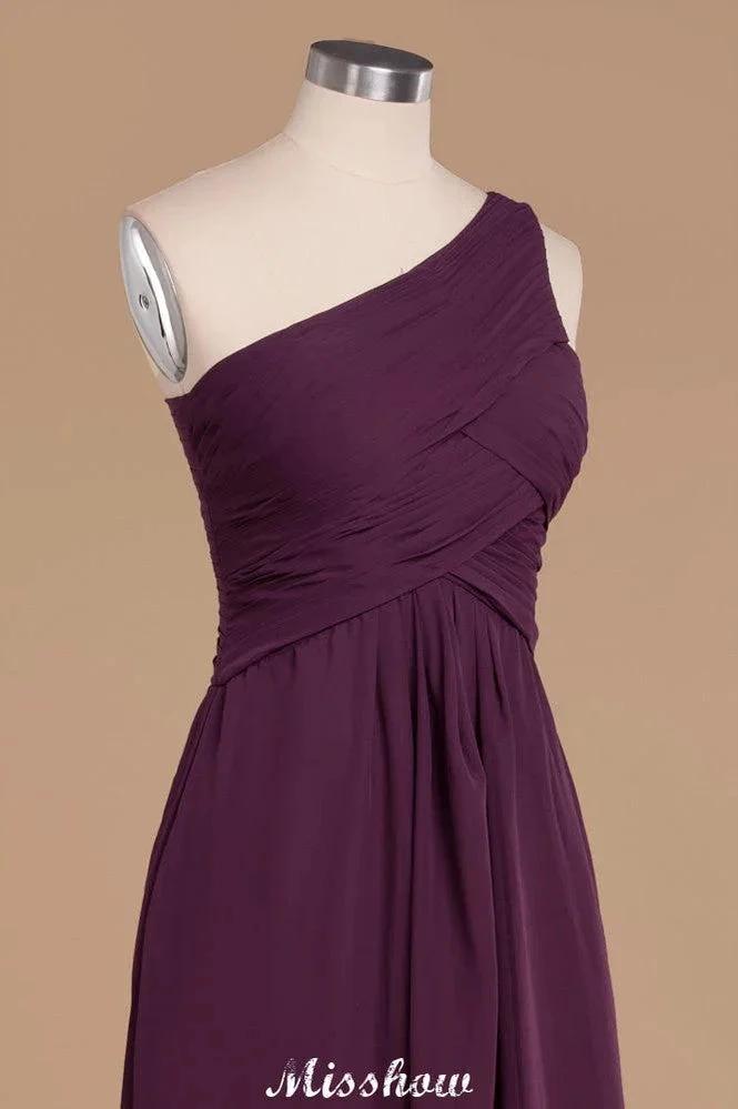 Elegant Ruffles One Shoulder Prom Dresses | A-Line Sleeveless Evening Dresses by misshow.com