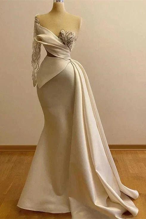 Elegant Satin One-shoulder Mermaid Floor-Length Prom dress by misshow.com