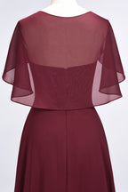 Elegant Satin V-Neck Short Sleeve Princess Bridesmaid Dress Ruffle Chiffon Wedding Guest Dress