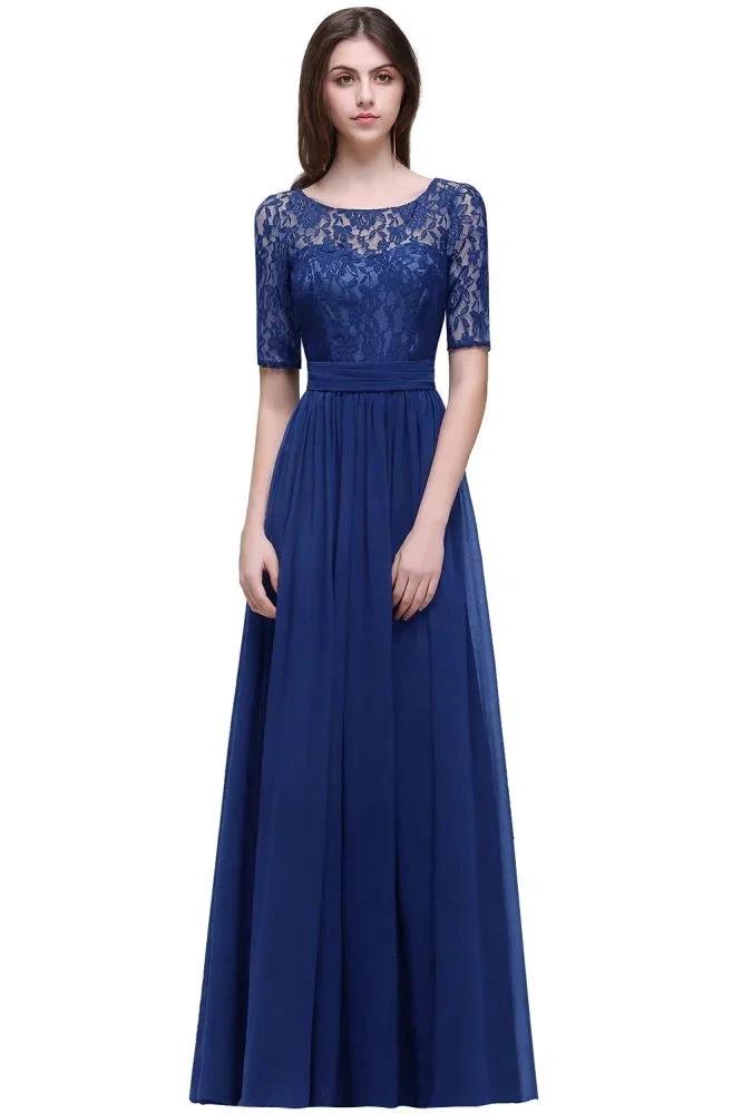 Elegant Scoop Chiffon A-line Prom Dress With Lace by misshow.com