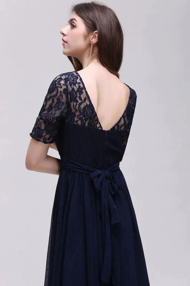Elegant Scoop Chiffon A-line Prom Dress With Lace by misshow.com