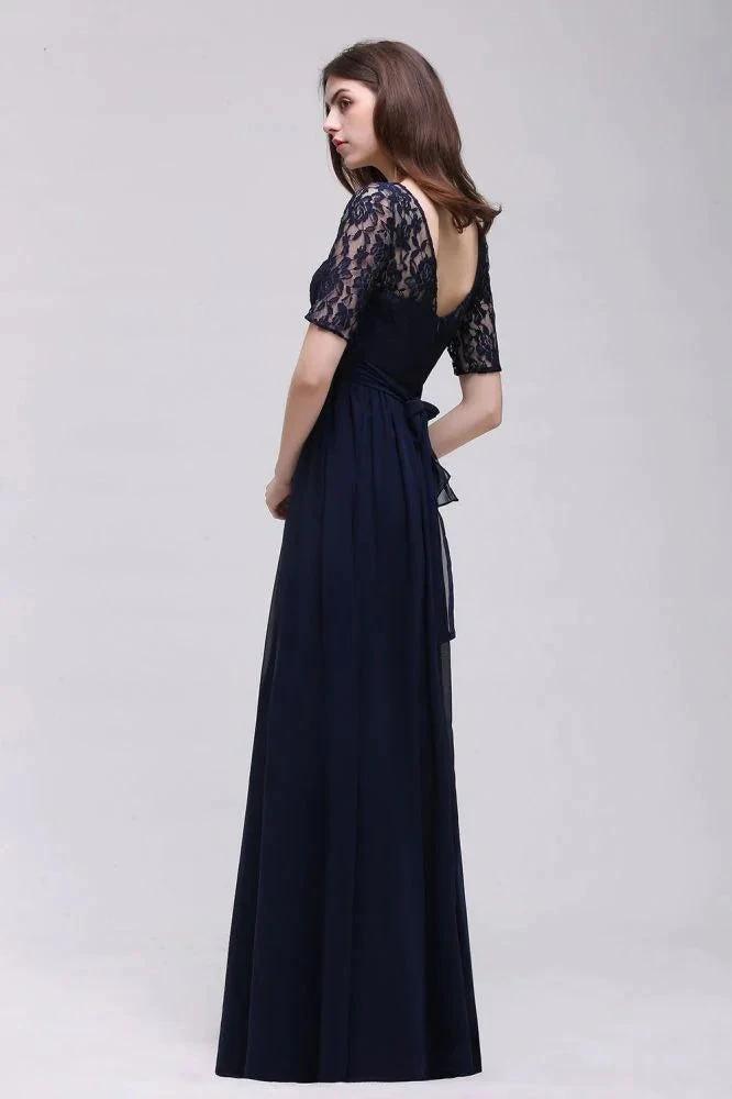 Elegant Scoop Chiffon A-line Prom Dress With Lace by misshow.com