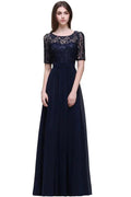 Elegant Scoop Chiffon A-line Prom Dress With Lace by misshow.com