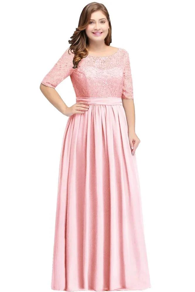 Elegant Scoop Chiffon A-line Prom Dress With Lace by misshow.com