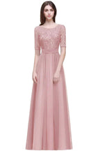 Elegant Scoop Chiffon A-line Prom Dress With Lace by misshow.com