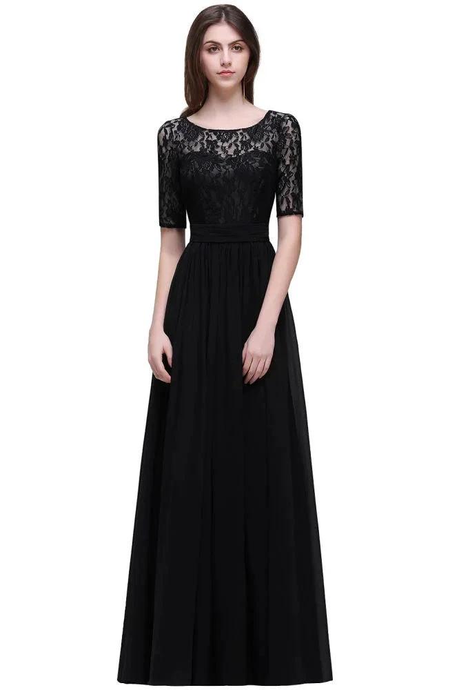 Elegant Scoop Chiffon A-line Prom Dress With Lace by misshow.com