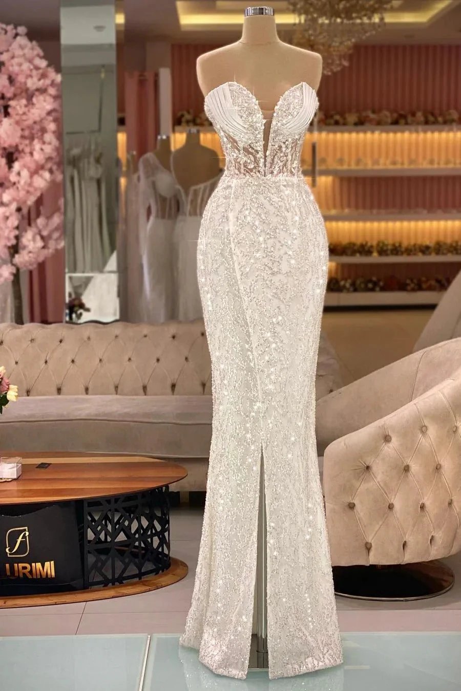 Elegant Sequined V-neck Sleeveless Lace Prom Dress by misshow.com
