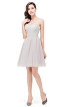 Elegant Silver A-line Mini Crew Bridesmaid Dresses by misshow.com