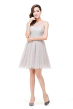 Elegant Silver A-line Mini Crew Bridesmaid Dresses by misshow.com