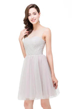 Elegant Silver A-line Mini Crew Bridesmaid Dresses by misshow.com