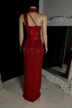 ELegant Sleeveless High-neck Split Front Mermaid Prom Dress With Beads by misshow.com