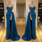 Elegant Sleeveless Mermaid Split Front Prom Dresses with Lace by misshow.com