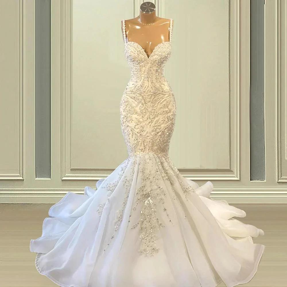 Elegant Sleeveless Sweetheart Lace Mermaid Wedding Dress by misshow.com