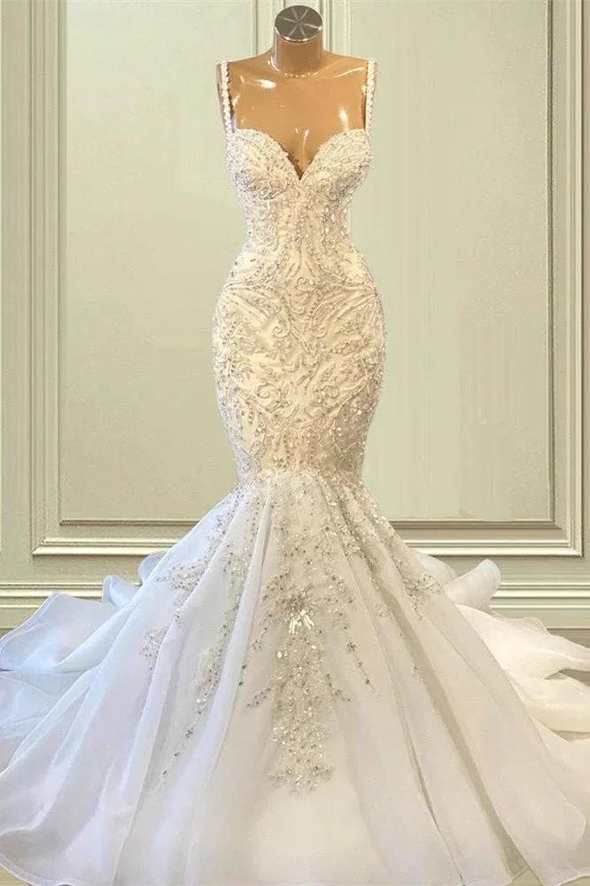 Elegant Sleeveless Sweetheart Lace Mermaid Wedding Dress by misshow.com