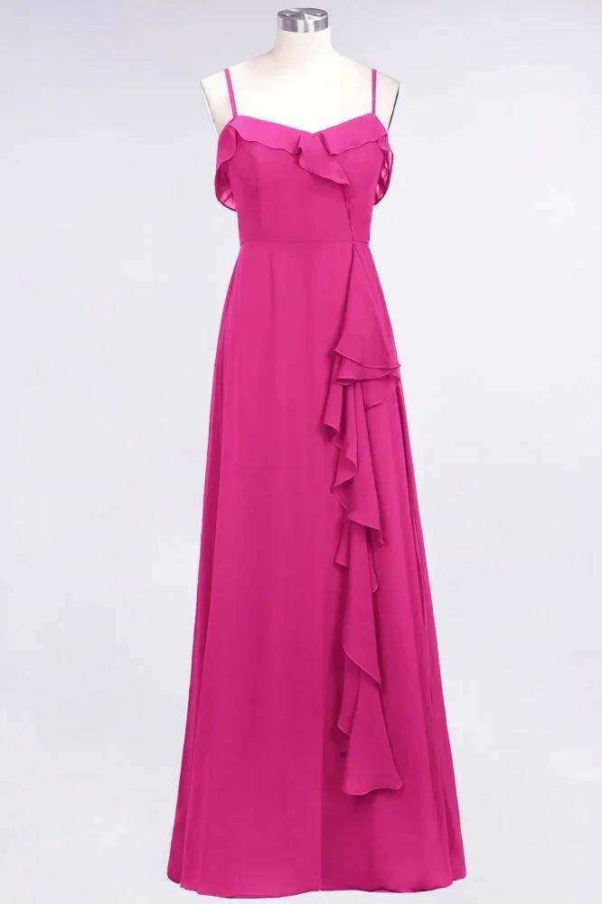 Elegant Spaghetti Aline Ruffle Simple Prom Dresses Royal Blue Evening Swing Dress by misshow.com