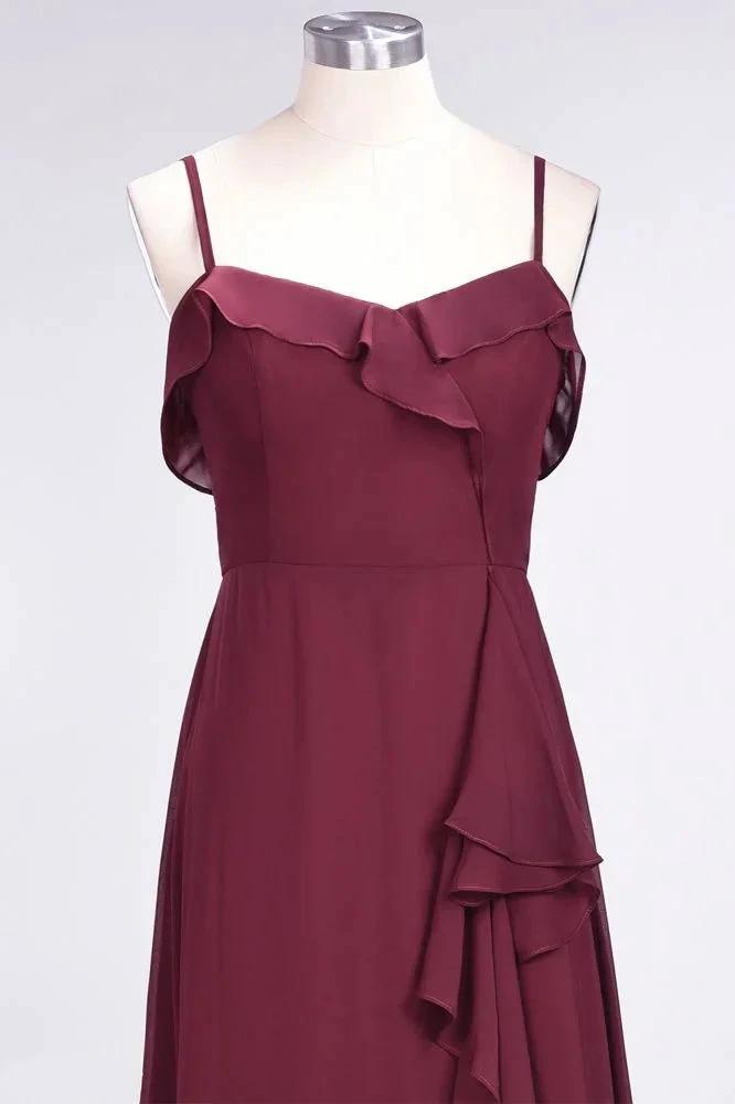 Elegant Spaghetti Aline Ruffle Simple Prom Dresses Royal Blue Evening Swing Dress by misshow.com